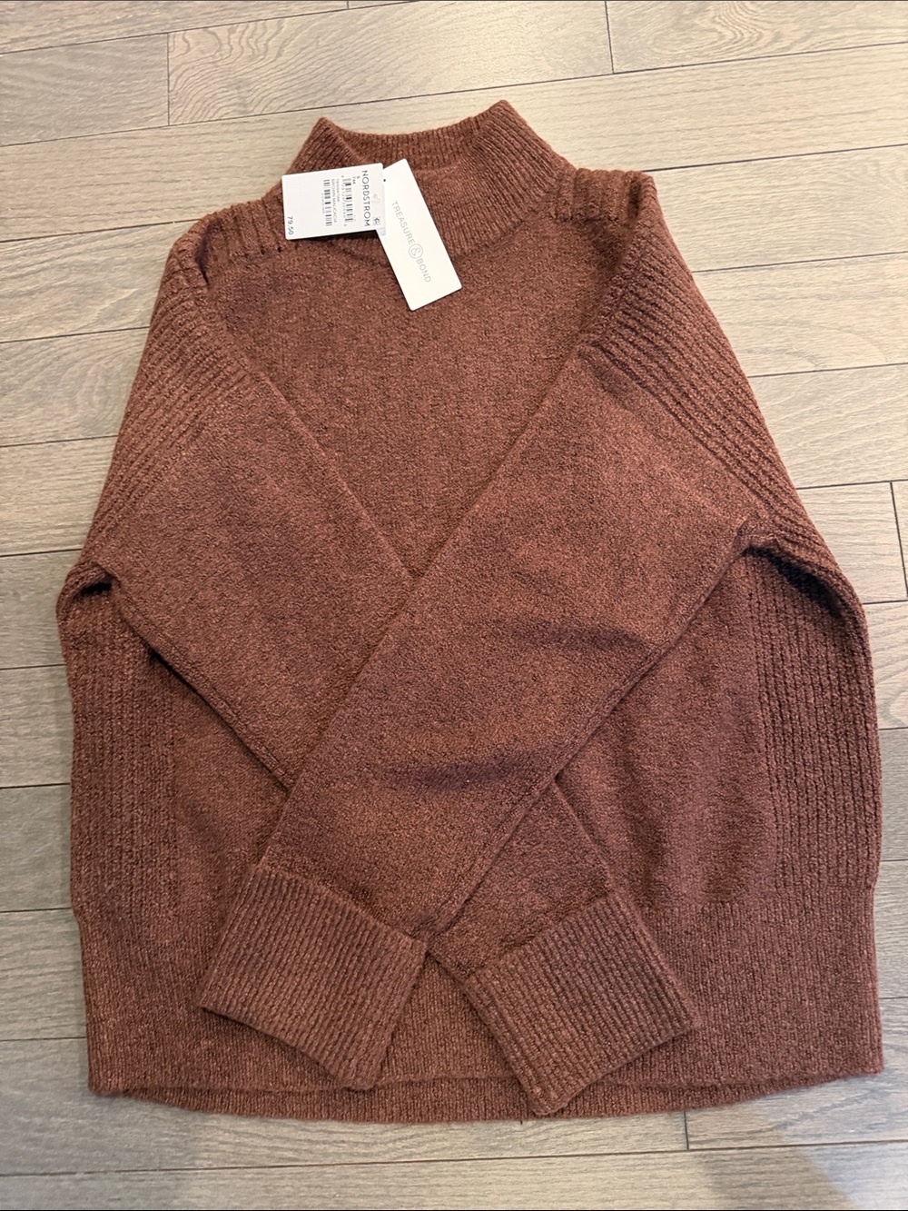 Treasure & Bond Women's Rust Brown Mock Neck Sweater